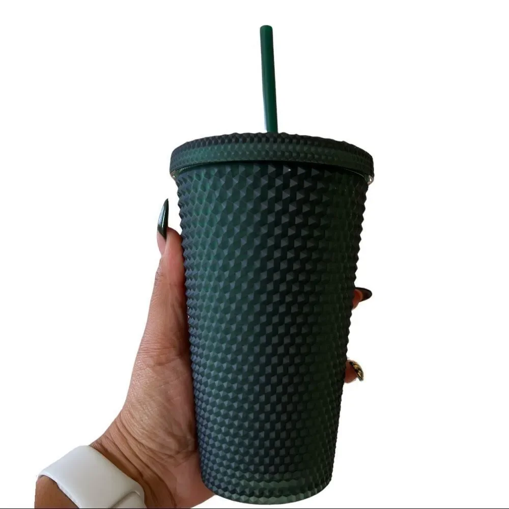 NEW Starbucks 2022 Studded Matte Dark Green 24oz & 16oz Tumbler Cold Cup Bundle